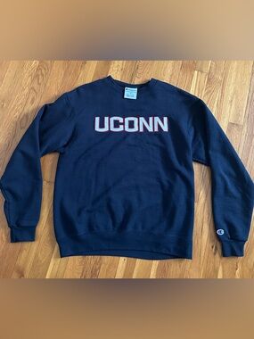 Champion Navy Crewneck Sweatshirt with UCONN Logo